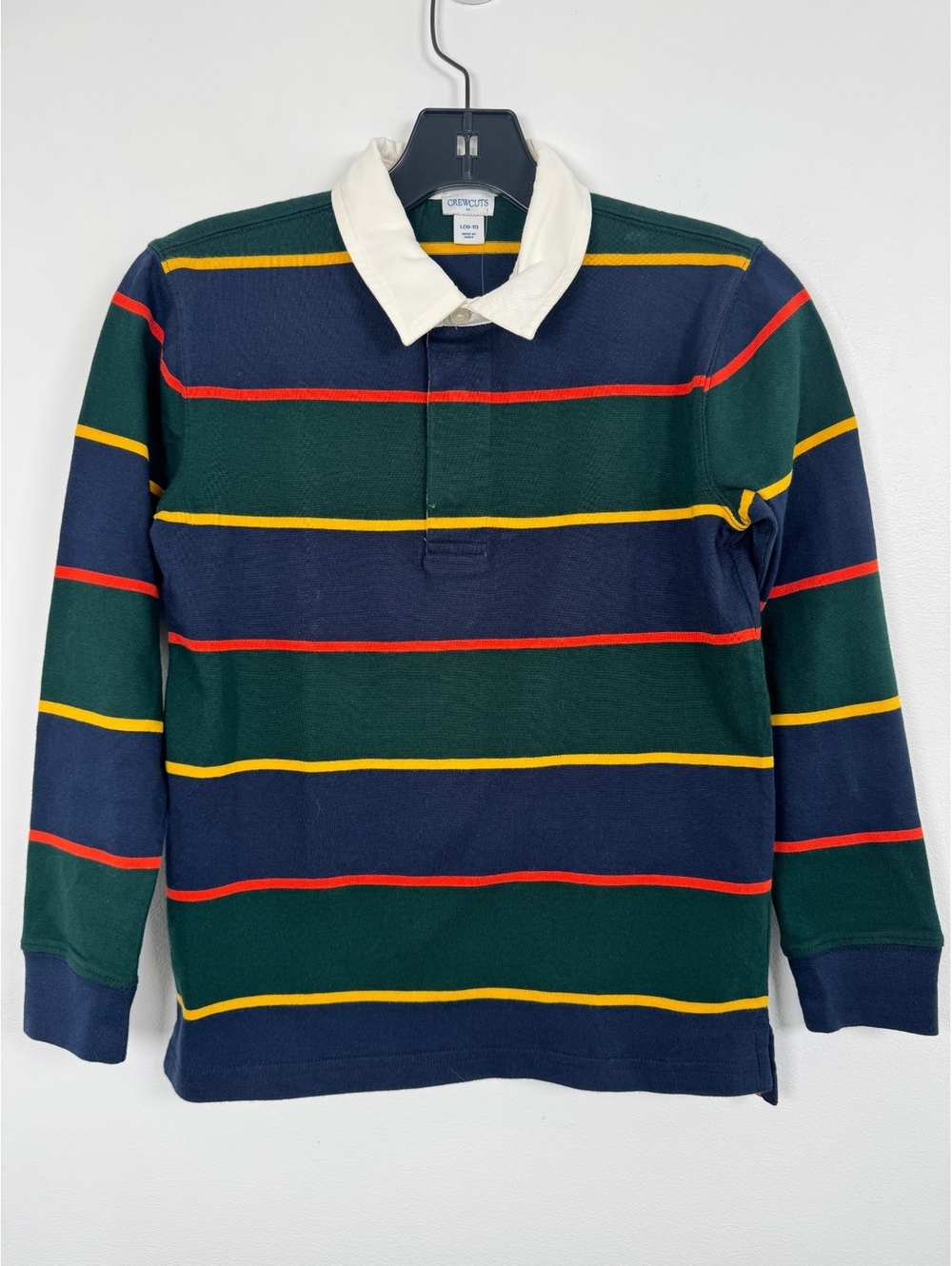 J.Crew Crewcuts Boys S 10-11 Striped Rugby Polo Shirt Long Sleeve NWT